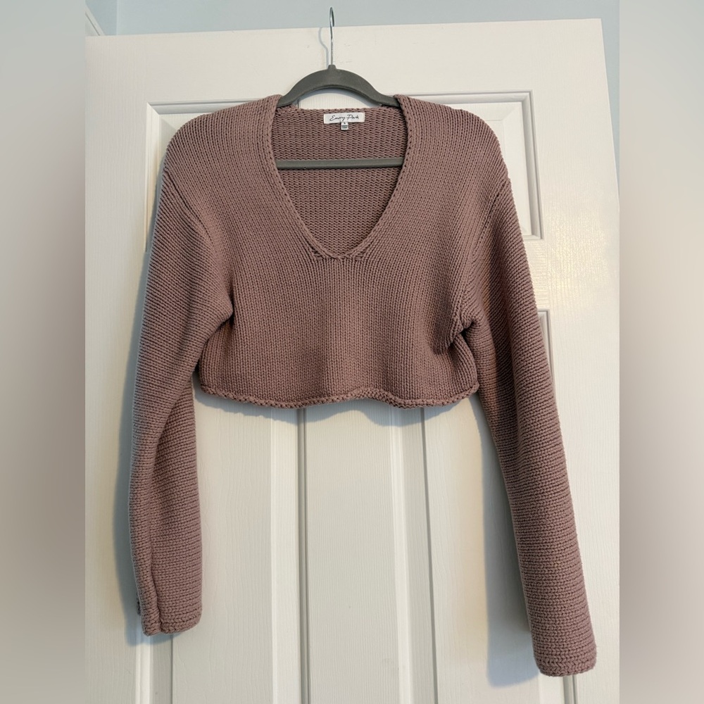 EMERY ROSE Size Small Cropped Knit Mauve Sweater